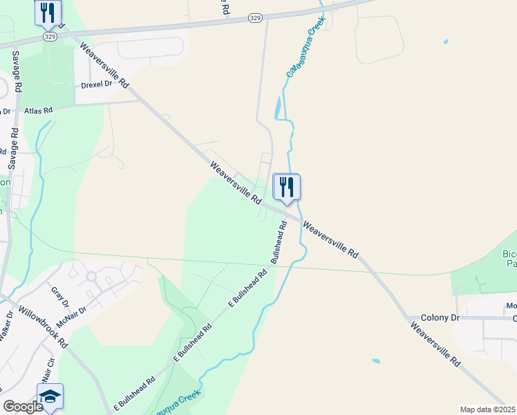 map of restaurants, bars, coffee shops, grocery stores, and more near 6955 Weaversville Road in Northampton