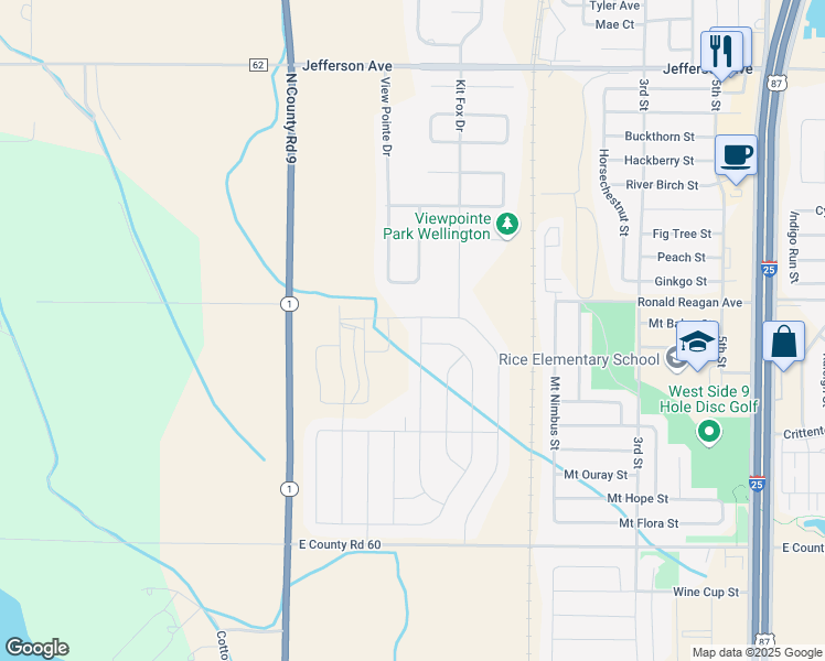 map of restaurants, bars, coffee shops, grocery stores, and more near 7189 Cattails Drive in Wellington