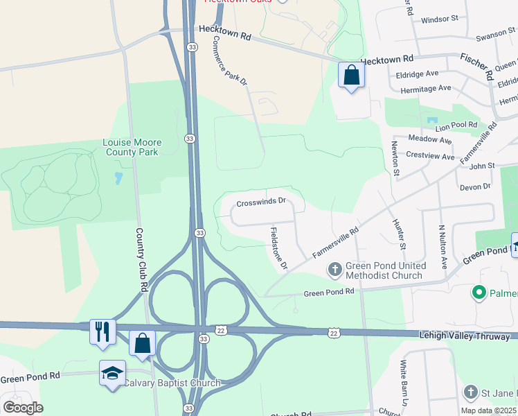 map of restaurants, bars, coffee shops, grocery stores, and more near 4325 Crosswinds Drive in Easton