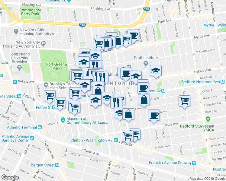 map of restaurants, bars, coffee shops, grocery stores, and more near in Brooklyn