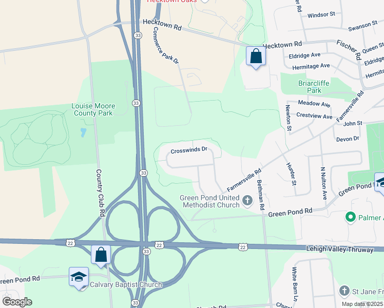 map of restaurants, bars, coffee shops, grocery stores, and more near 4325 Crosswinds Drive in Easton
