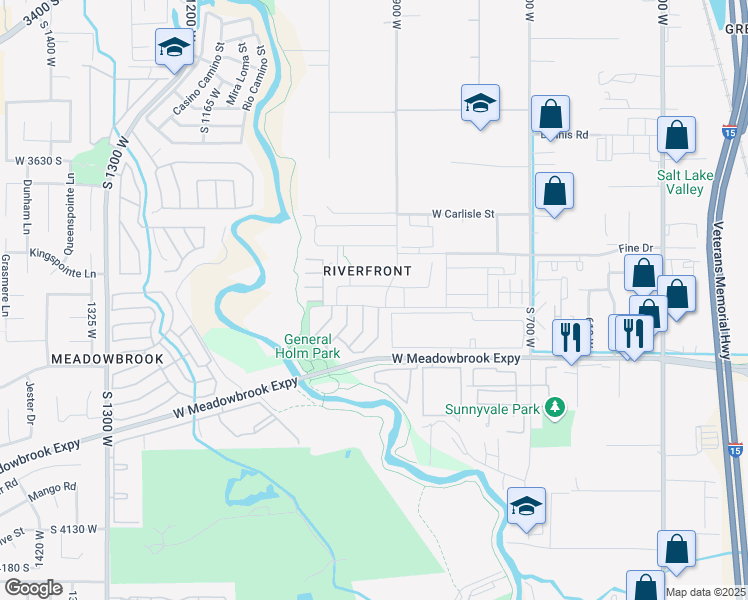 map of restaurants, bars, coffee shops, grocery stores, and more near 912 West Carlisle Park Lane in South Salt Lake