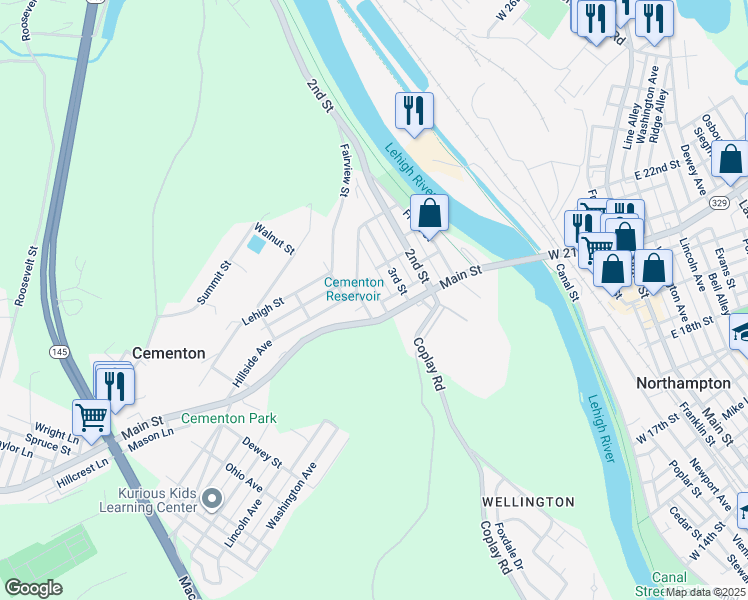 map of restaurants, bars, coffee shops, grocery stores, and more near 5110 4th Street in Lehigh County