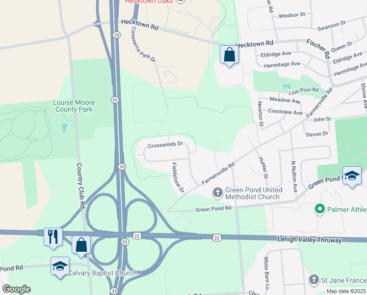 map of restaurants, bars, coffee shops, grocery stores, and more near 4285 Crosswinds Drive in Easton