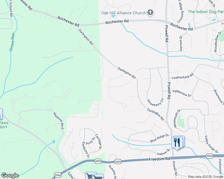 map of restaurants, bars, coffee shops, grocery stores, and more near 204 Brookside Drive in Cranberry Township