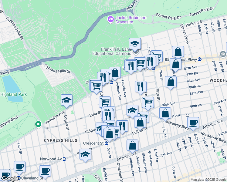 map of restaurants, bars, coffee shops, grocery stores, and more near 39 Hemlock Street in Brooklyn