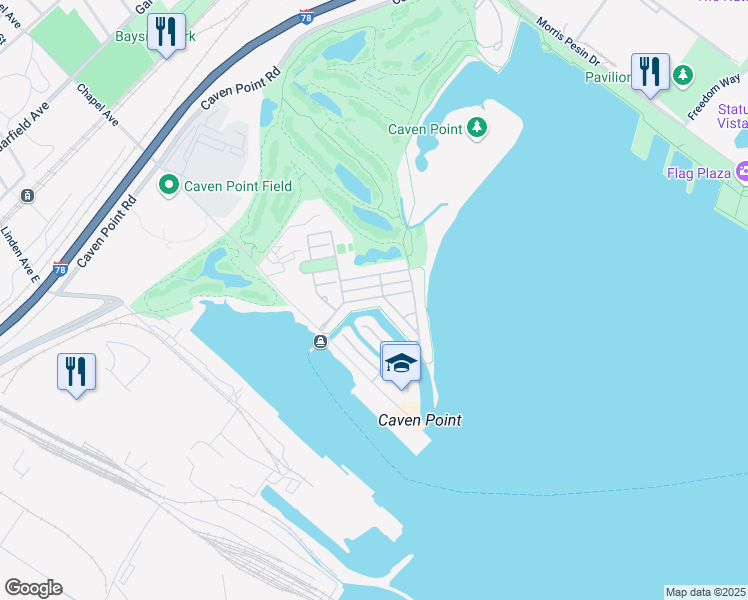 map of restaurants, bars, coffee shops, grocery stores, and more near 29 Independence Way in Jersey City