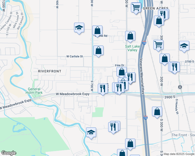 map of restaurants, bars, coffee shops, grocery stores, and more near 3825 South 700 West in South Salt Lake