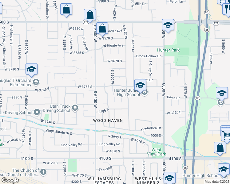 map of restaurants, bars, coffee shops, grocery stores, and more near 3813 South 6300 West in West Valley City