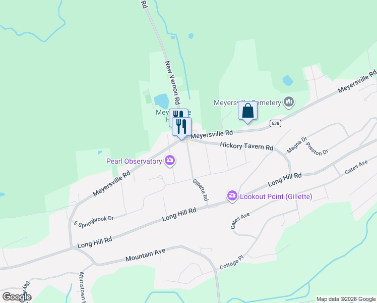 map of restaurants, bars, coffee shops, grocery stores, and more near 25 Gillette Road in Long Hill