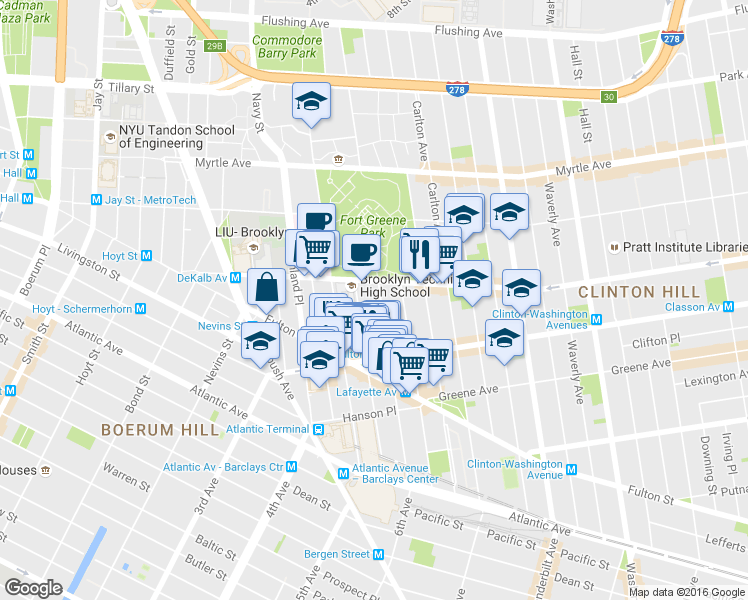 map of restaurants, bars, coffee shops, grocery stores, and more near in Brooklyn