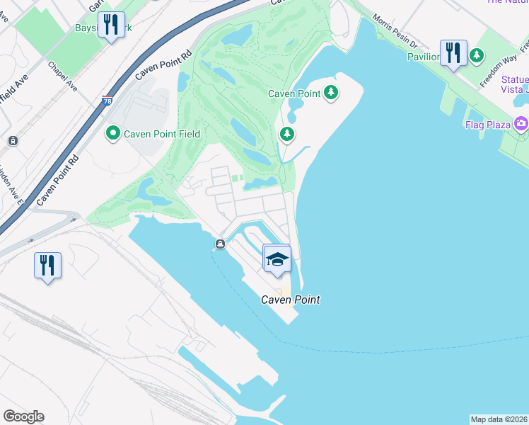 map of restaurants, bars, coffee shops, grocery stores, and more near 1 Intrepid Place in Jersey City