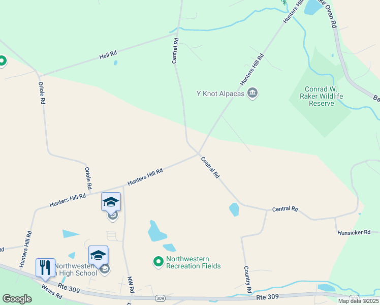 map of restaurants, bars, coffee shops, grocery stores, and more near 6509 Hunters Hill Road in New Tripoli