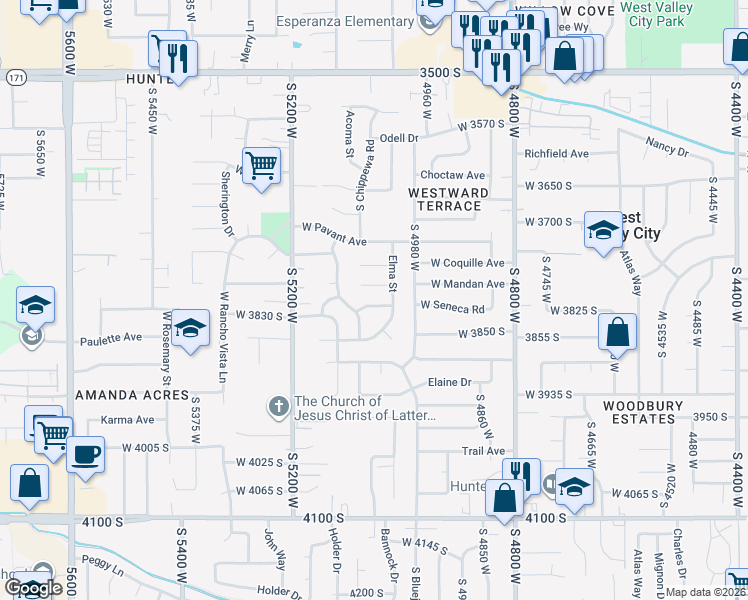 map of restaurants, bars, coffee shops, grocery stores, and more near 3813 South 5010 West in West Valley City