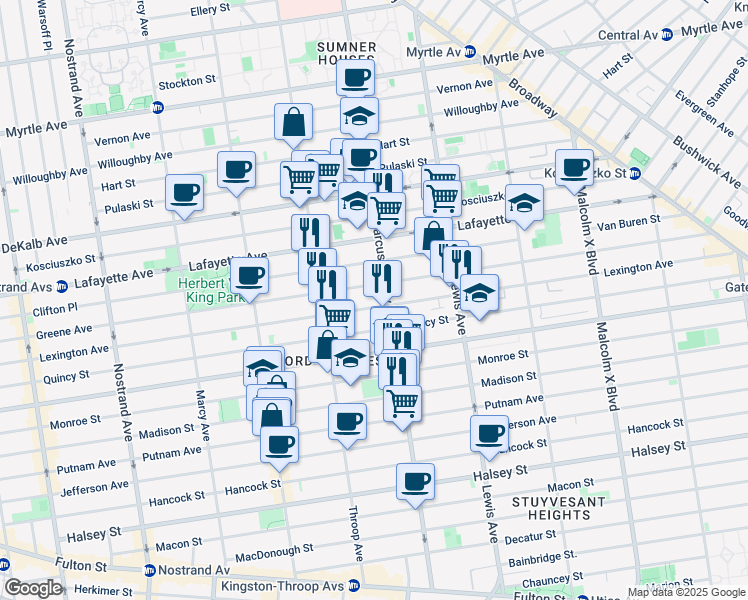 map of restaurants, bars, coffee shops, grocery stores, and more near in Brooklyn