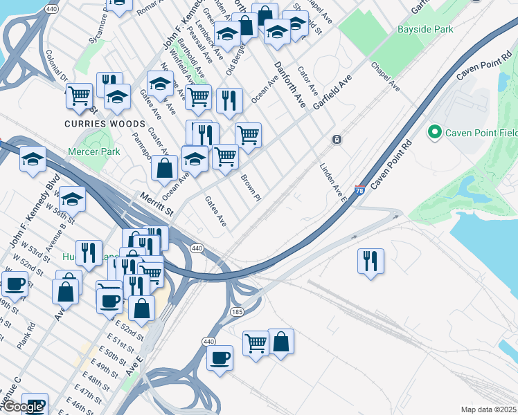 map of restaurants, bars, coffee shops, grocery stores, and more near 220 Princeton Avenue in Jersey City
