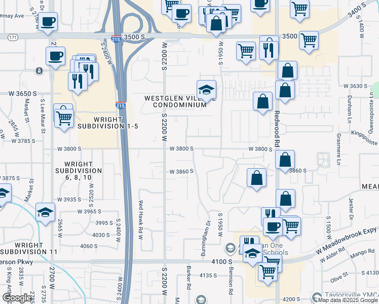 map of restaurants, bars, coffee shops, grocery stores, and more near 2085 West 3800 South in West Valley City