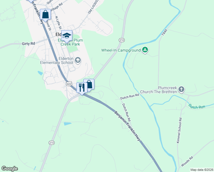 map of restaurants, bars, coffee shops, grocery stores, and more near 130 Dead End Road in Shelocta
