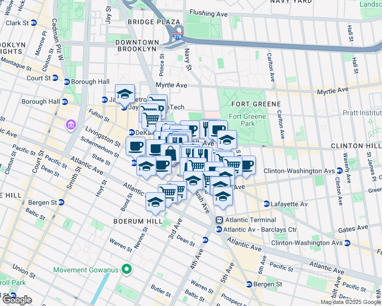map of restaurants, bars, coffee shops, grocery stores, and more near in Brooklyn