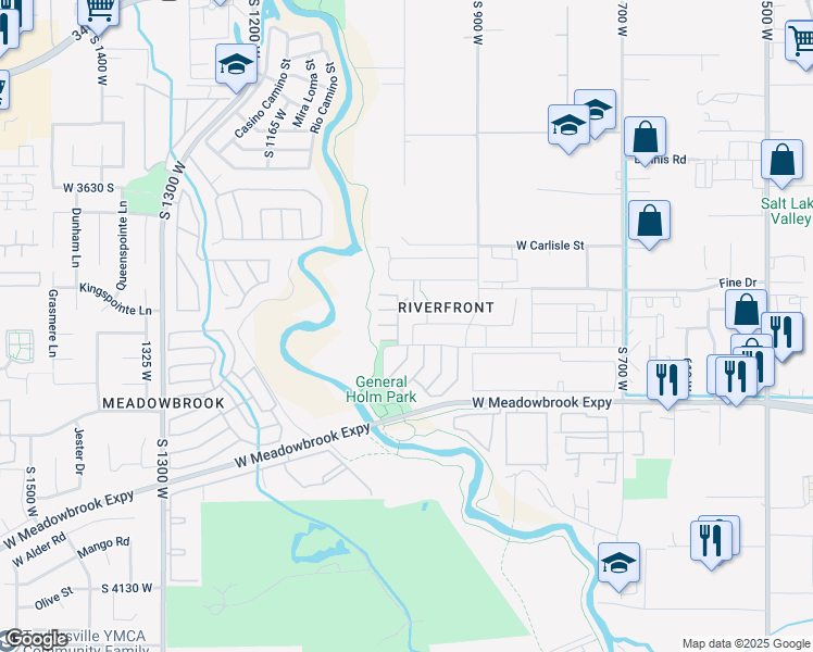 map of restaurants, bars, coffee shops, grocery stores, and more near 3776 Teal Run Way in South Salt Lake