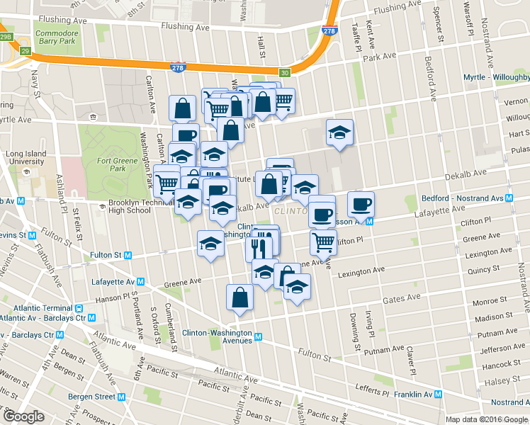 map of restaurants, bars, coffee shops, grocery stores, and more near in Brooklyn
