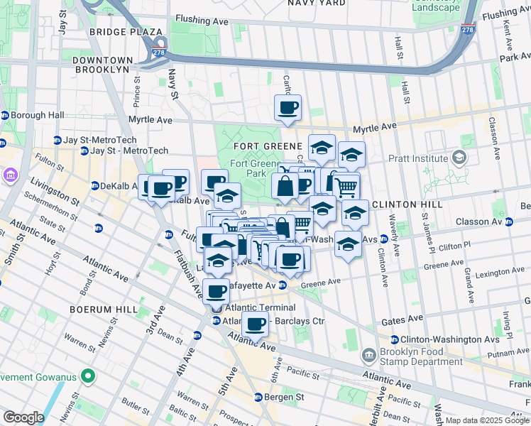 map of restaurants, bars, coffee shops, grocery stores, and more near in Brooklyn