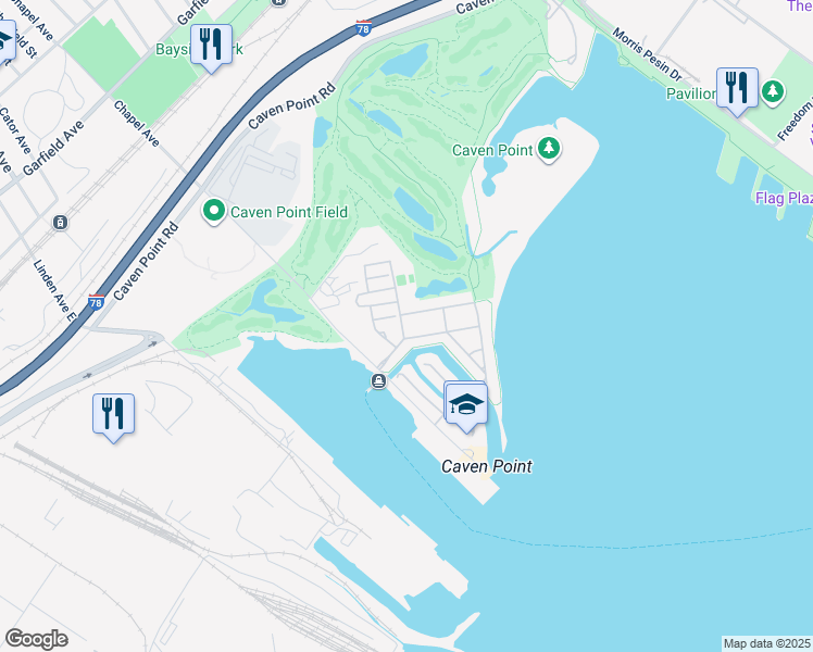 map of restaurants, bars, coffee shops, grocery stores, and more near 29 Independence Way in Jersey City