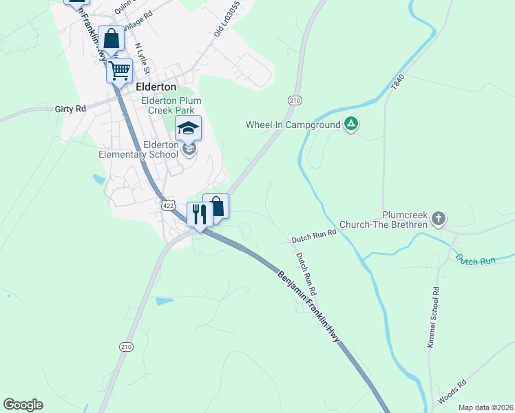map of restaurants, bars, coffee shops, grocery stores, and more near 130 Dead End Road in Shelocta