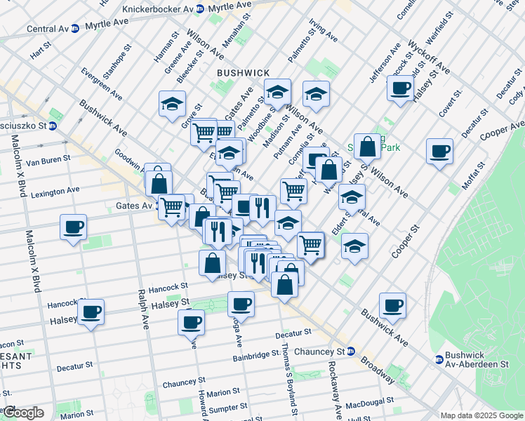 map of restaurants, bars, coffee shops, grocery stores, and more near in Brooklyn