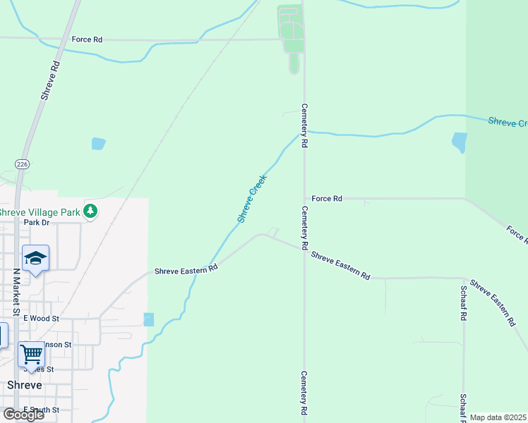 map of restaurants, bars, coffee shops, grocery stores, and more near 3741 Shreve Eastern Road in Shreve