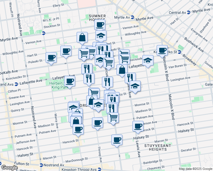 map of restaurants, bars, coffee shops, grocery stores, and more near in Brooklyn