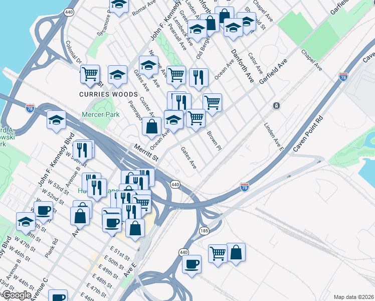 map of restaurants, bars, coffee shops, grocery stores, and more near 4 Catherine Court in Jersey City