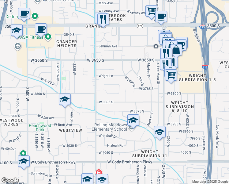 map of restaurants, bars, coffee shops, grocery stores, and more near 3062 West 3800 South in West Valley City