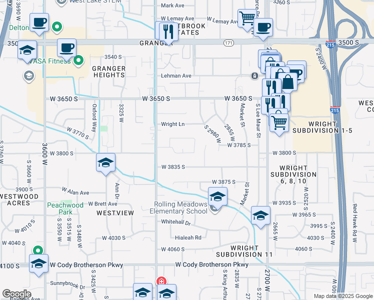 map of restaurants, bars, coffee shops, grocery stores, and more near 3062 West 3800 South in West Valley City