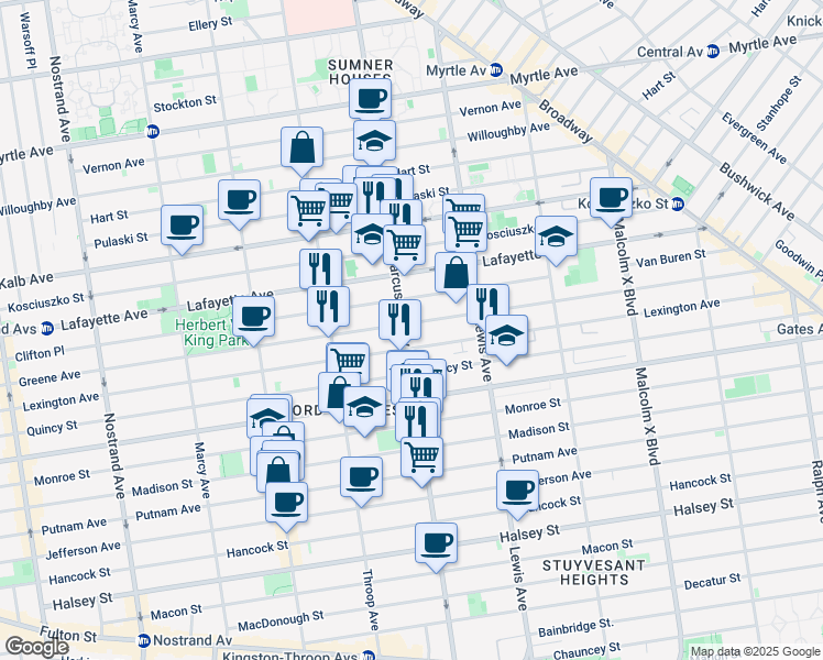 map of restaurants, bars, coffee shops, grocery stores, and more near in Brooklyn