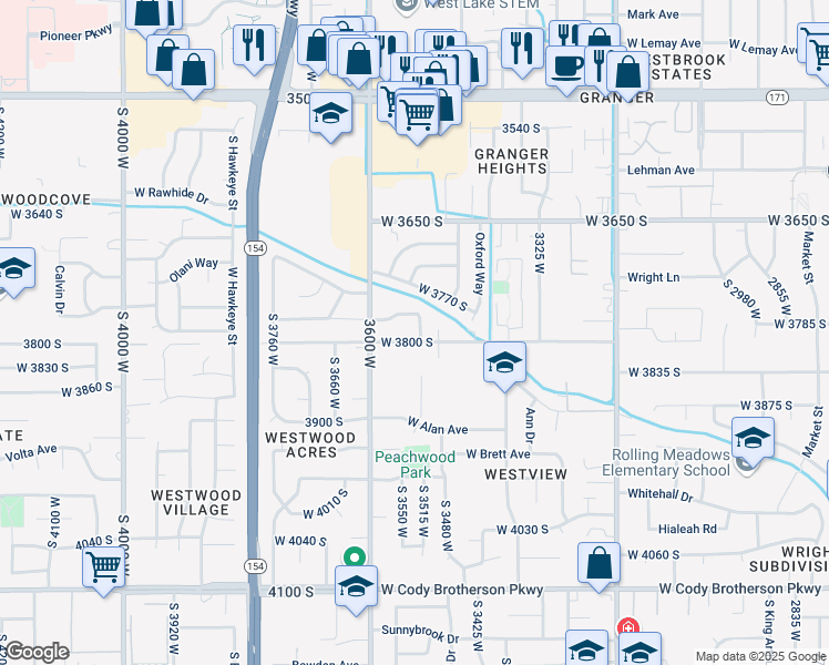 map of restaurants, bars, coffee shops, grocery stores, and more near 3780 South 3520 West in West Valley City