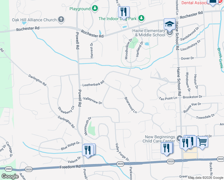 map of restaurants, bars, coffee shops, grocery stores, and more near 109 Woodridge Drive in Cranberry Township