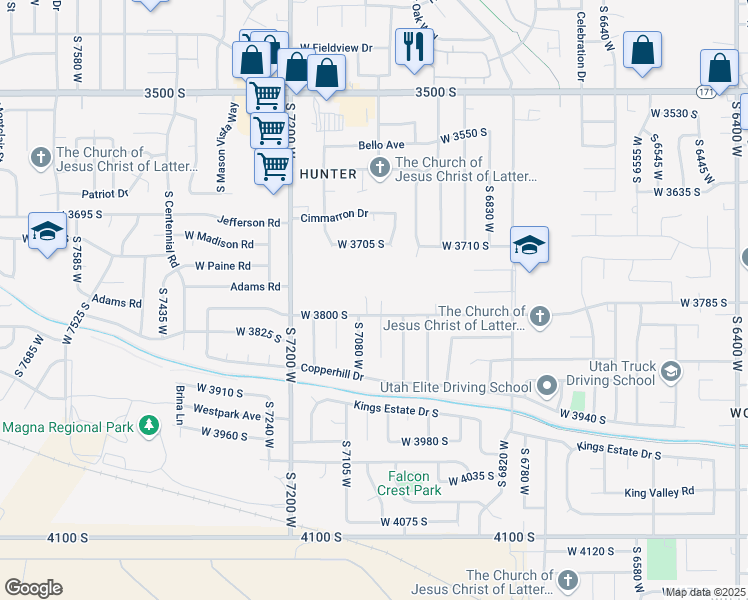 map of restaurants, bars, coffee shops, grocery stores, and more near 7006 West 3800 South in West Valley City