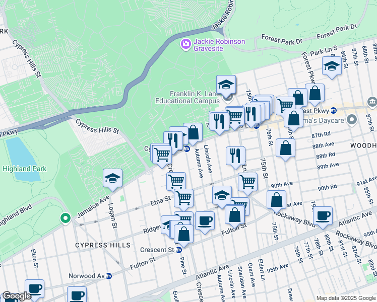 map of restaurants, bars, coffee shops, grocery stores, and more near in Brooklyn