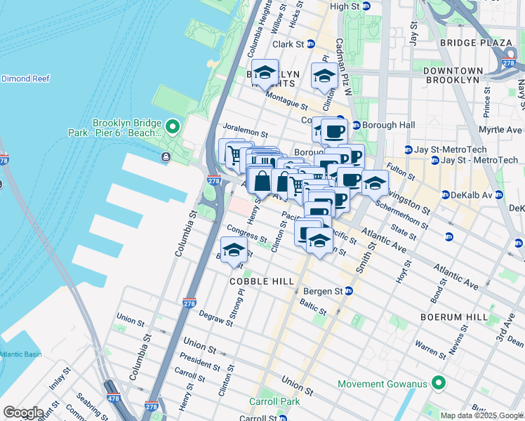 map of restaurants, bars, coffee shops, grocery stores, and more near in Brooklyn
