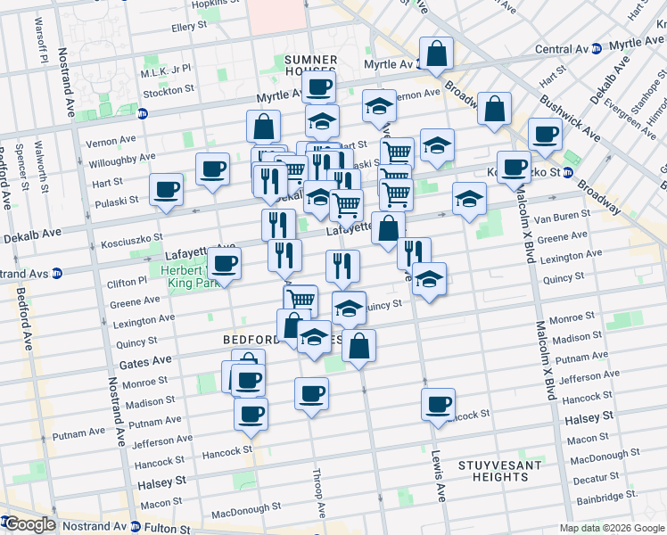 map of restaurants, bars, coffee shops, grocery stores, and more near in Brooklyn