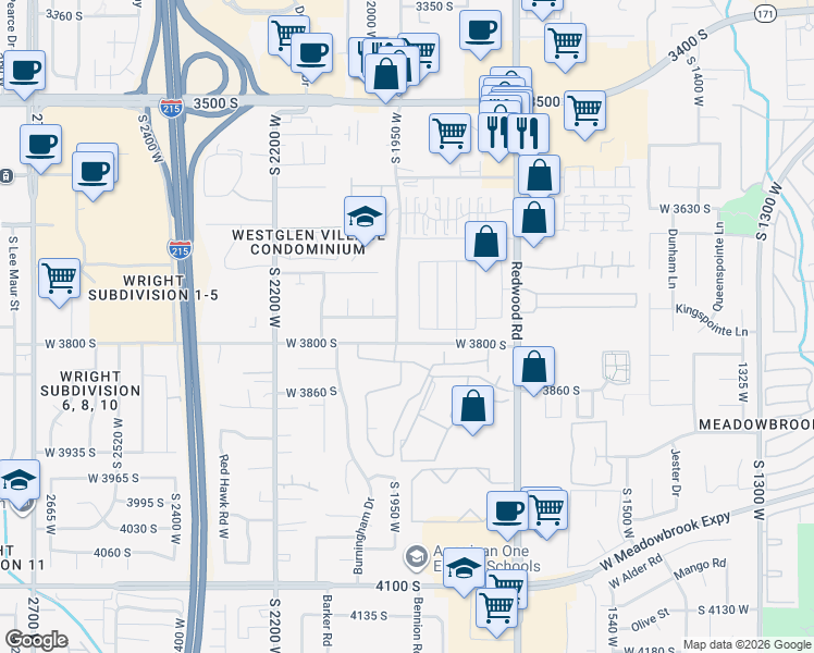 map of restaurants, bars, coffee shops, grocery stores, and more near 3789 South 1950 West in West Valley City