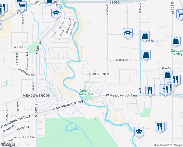 map of restaurants, bars, coffee shops, grocery stores, and more near 983 Spruce Willow Way in South Salt Lake