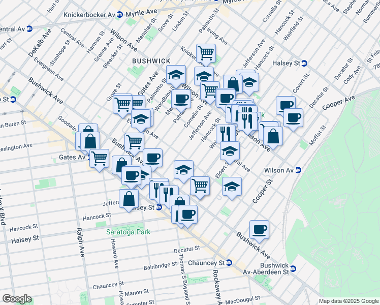 map of restaurants, bars, coffee shops, grocery stores, and more near in Brooklyn