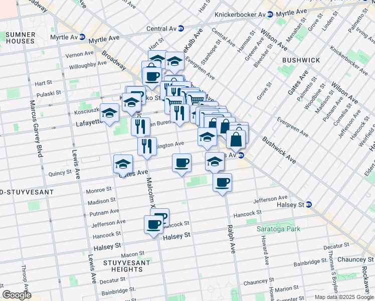 map of restaurants, bars, coffee shops, grocery stores, and more near in Brooklyn
