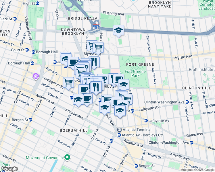 map of restaurants, bars, coffee shops, grocery stores, and more near in Brooklyn