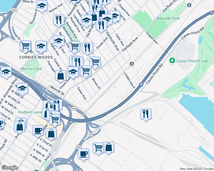 map of restaurants, bars, coffee shops, grocery stores, and more near 275 Princeton Avenue in Jersey City