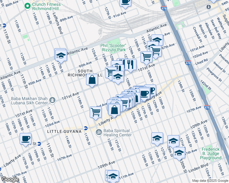 map of restaurants, bars, coffee shops, grocery stores, and more near in Queens