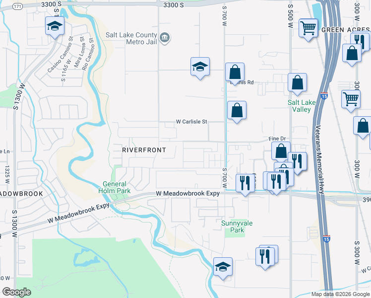 map of restaurants, bars, coffee shops, grocery stores, and more near 795 Fine Drive in South Salt Lake