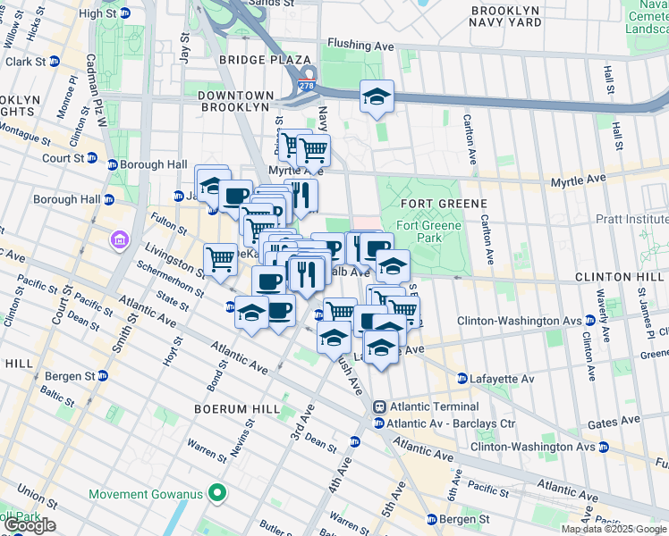 map of restaurants, bars, coffee shops, grocery stores, and more near in Brooklyn